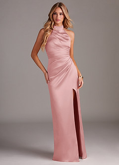 Azazie Jemma Brautjungfernkleider Etui Plissee Stretch-Satin Kleid Puderrosa image3
