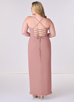 Barbie ♥ Azazie Robes de demoiselle d'honneur Robe Fourreau en Mousseline de soie Corset Rose Poussiéreuse image7