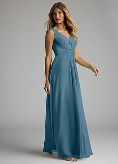 Azazie Gina Bridesmaid Dresses Bermuda A-Line V-Neck Pleated Chiffon Dress image4
