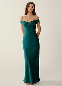 Gwendonme Peacock Satin Crystal Linen Prom Dress image4
