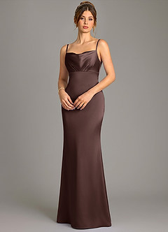 Azazie Reverie Robes de demoiselle d'honneur Robe Sirène en Satin extensible Corset Ganache image2