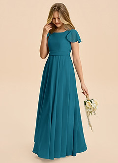 Azazie Cady Junior Ink Blue A-Line Pleated Chiffon Dress image5