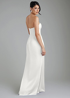 Azazie Tyler Bridesmaid Dresses White Sheath Strapless Stretch Satin Convertible Dress image11