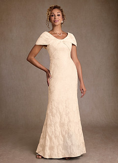 Azazie Amallia Moeder van de bruid jurken Zeemeermin Jurk van Bloemenjacquard Off the Shoulder Crème Jacquard image1