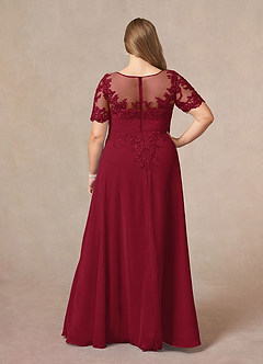 Azazie Raissa Mother of the Bride Dresses Burgundy A-Line Lace Chiffon Dress image10