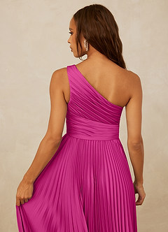 Christian Siriano Bridal for Azazie 1008 Robes de demoiselle d'honneur Robe Trapèze en Satin extensible Ue épaule Fuchsia image6