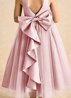 Azazie Solia Abiti da Ragazza di Fiori Abito Principessa in Tulle Fiocco Rosa Cipria image7