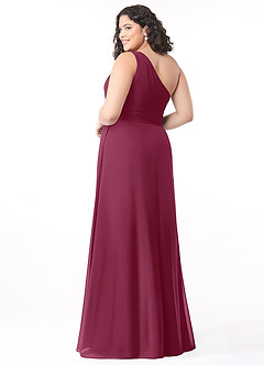 Azazie Dallas Bridesmaid Dresses Mulberry A-Line One Shoulder Chiffon Dress image7