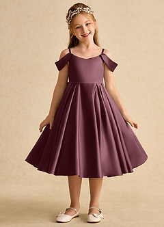 Azazie Favia vestidos de niña de las flores Vestido de Sangrado de Satin Mate de Corte En A con Vestidos sin tirantes image1