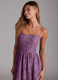 Azazie Delphina Bridesmaid Dresses Wisteria A-Line Strapless Floral Burnout Convertible Dress image2