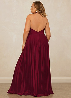 Christian Siriano Bridal for Azazie 1007 Bridesmaid Dresses Burgundy A-Line Pleated Stretch Satin Dress image11