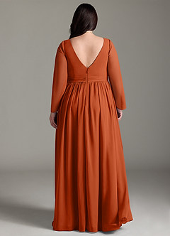 Azazie Teton Maternity Bridesmaid Dresses A-Line Long Sleeve Chiffon Floor-Length Dress image8