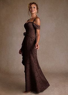 Azazie Irene Moeder van de bruid jurken A-Lijn Jurk van Bloemen Burn-out Off the Shoulder Ganache image2