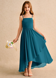 Azazie Twilight Dance Girls Formal Blumenmädchenkleider A-Linie Plissee Chiffon Kleid Tintenblau image1