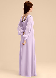 Azazie Bondi Junior Frosted Lilac A-Line Blouson Chiffon Dress image6
