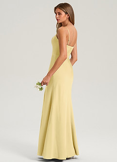 Azazie Lidia Robes de demoiselle d'honneur Robe Sirène en Satin extensible Fente Latérale Sorbet Citron image6