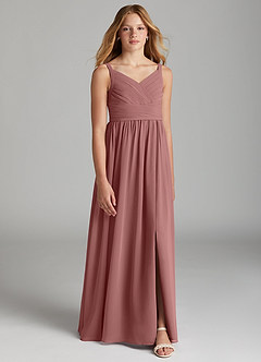 Azazie Chanel Junior Desert Rose A-Line Sweetheart Neckline Chiffon Dress image1