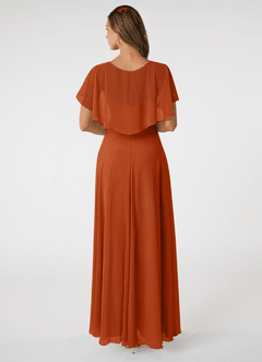Azazie Jamie Robes de demoiselle d'honneur Robe Trapèze en Mousseline de soie Orange Brûlée image2