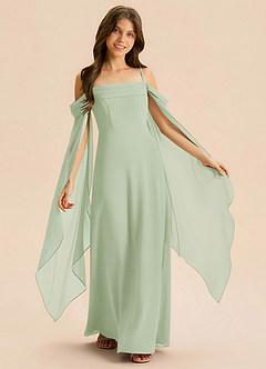 Azazie Moana Junior Dusty Sage A-Line Pleated Chiffon Dress image2