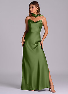 Azazie Yazmine Final Sale Juniper Mermaid Pleated Stretch Satin Dress image1