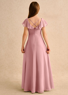 Azazie Nari Girls Formal Flower Girl Dresses Dusty Rose A-Line with Sleeves Chiffon Dress image7