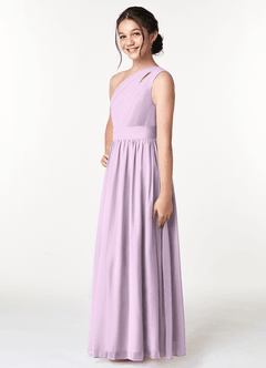 Azazie Molly Junior Amethyst A-Line Pleated Chiffon Dress image4