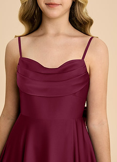 Azazie Bear Junior Mulberry A-Line Sweetheart Neckline Stretch Satin Dress image8
