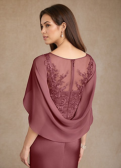 Azazie Hera Mother of the Bride Dresses Desert Rose A-Line Lace Stretch Satin Dress image6