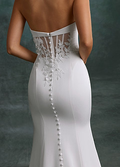 Azazie Katniss Wedding Dresses Diamond White Mermaid Strapless Crepe Back Satin Dress image9