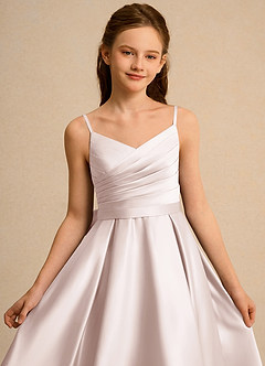 Azazie Sweets Junior Formal Flower Girl Dresses Rose Petal A-Line Pleated Matte Satin Dress image6