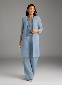 Azazie Florida Mother of the Bride Dresses Dusty Blue Jumpsuit/Pantsuit Sequins Chiffon Dress image6