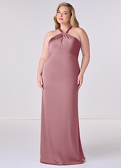 Barbie ♥ Azazie Bridesmaid Dresses Vintage Mauve Sheath Stretch Satin Dress image7
