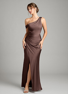 Azazie Madelyn Bridesmaid Dresses Ganache Mermaid One Shoulder Stretch Satin Convertible Dress image1