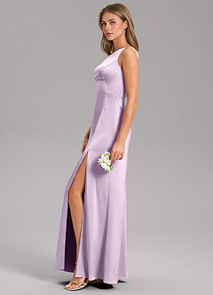 Azazie Feby Jurken voor bruidsmeisjes Jurk van Stretch Satijn met A-Lijn One-Shoulder Frosted Lila image5