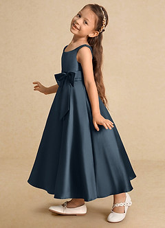 Azazie Lindy Flower Girl Dresses Neptune A-Line Pleated Matte Satin Dress image8