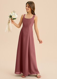 Azazie Lambie Junior Amethyst A-Line Pleated Chiffon Dress image7