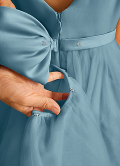 Azazie Pumpkin Blumenmädchenkleider A-Linie Cabrio Tüll Kleid Stimmungsvolles Blau image5