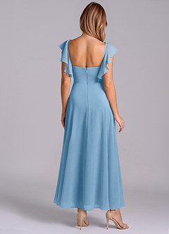 Azazie Leilani Robes de demoiselle d'honneur Robe Trapèze en Mousseline de soie Rayé Acier Bleuté image2