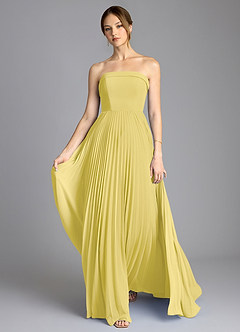 Azazie Mariana Final Sale Dusty Blue A-Line Strapless Chiffon Dress image1
