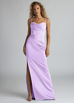 Azazie Mai Ready to Ship Lilac Stretch Satin Bridesmaid Dresses