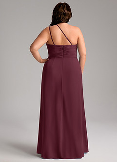 Azazie Eren Vestidos de madrinha de casamento Vestido Cabernet de Chiffon de Bainha com Um ombro image9