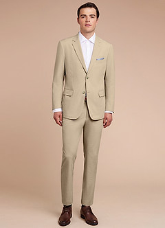 front Miles Tan Seersucker Suit Jacket