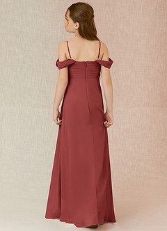 Azazie Kaitlynn Junior Terracotta A-Line Off the Shoulder Chiffon Dress image2