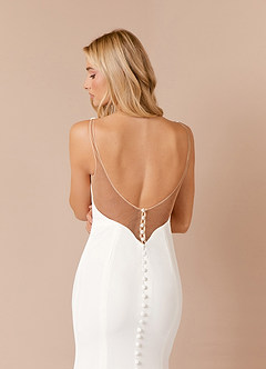 Azazie Sharen Wedding Dresses Diamond White Sand Mermaid Stretch Crepe Dress image8
