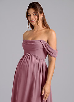 Azazie Saige Maternity Bridesmaid Dresses A-Line Pleated Chiffon Floor-Length Dress image6