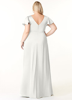 Azazie Soren Bridesmaid Dresses White A-Line Pleated Stretch Satin Dress image9