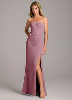 Azazie Chantel Bridesmaid Dresses Vintage Mauve Sheath Strapless Chiffon Convertible Dress image3