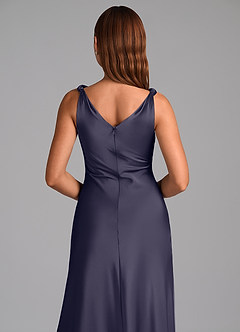 Azazie Nerine Bridesmaid Dresses Stormy A-Line Pleated Stretch Satin Dress image2