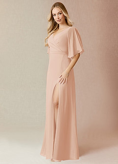 Azazie Cierra Bridesmaid Dresses English Rose A-Line V-Neck Chiffon Dress image5