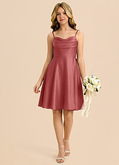 Azazie Bear Junior Antique Rose A-Line Sweetheart Neckline Stretch Satin Dress image1